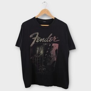 Fender Guitar Black T-Shirt Mens Size Medium Band Music Graphic Tee
